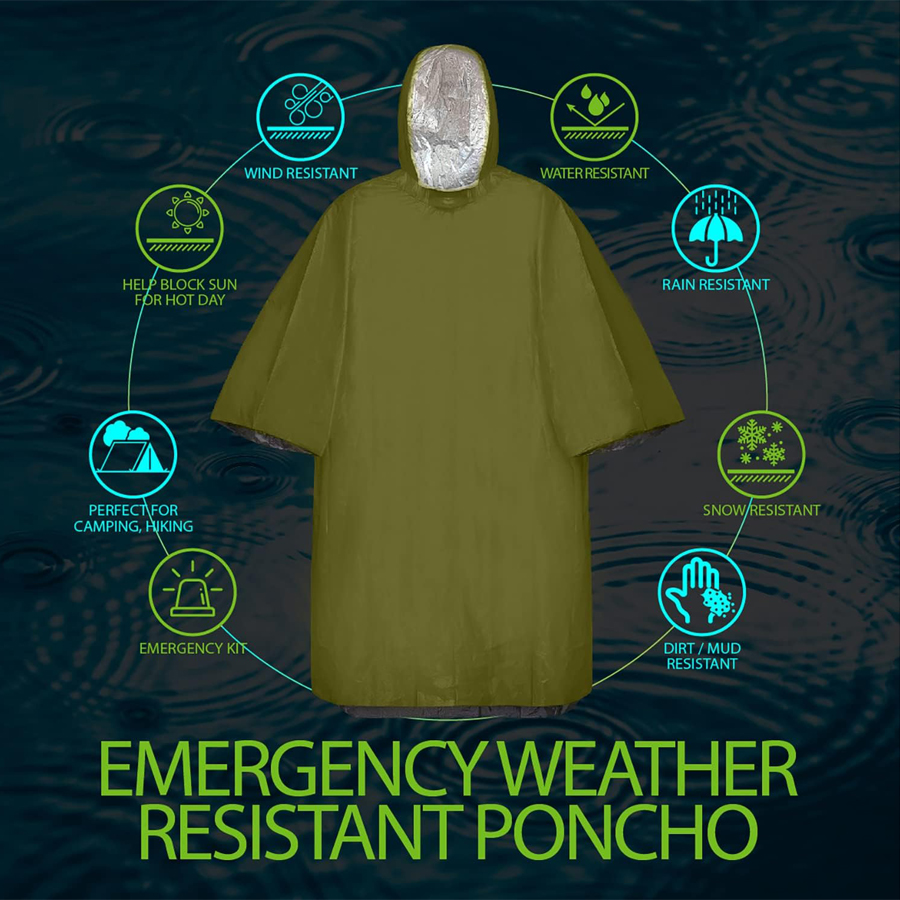 3/5-Pack Emergency Poncho Set  - đánh giá và giá Emergency Poncho Rain