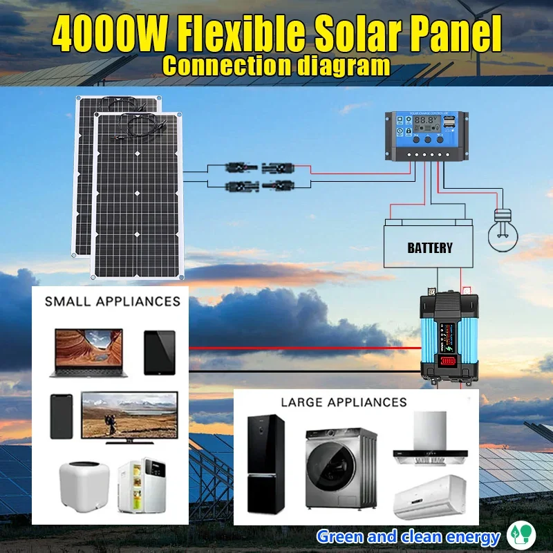 4000W Solar Panel Kit 12V To 1 - đánh giá và giá Solar Emergency Charger
